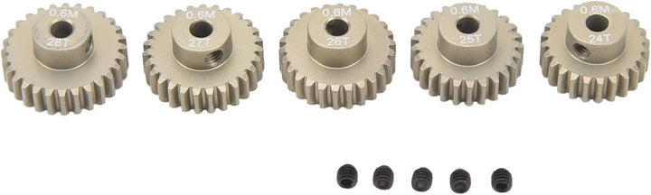 Dilwe RC Ritzelsatz, 0.6 Modul Metall Zahnradkranz 24T-28T für 1/10 Crawler - 3.175mm Bohrung Alumin