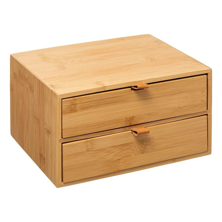 5five - box mit 2 schubladen bambus lederriemen