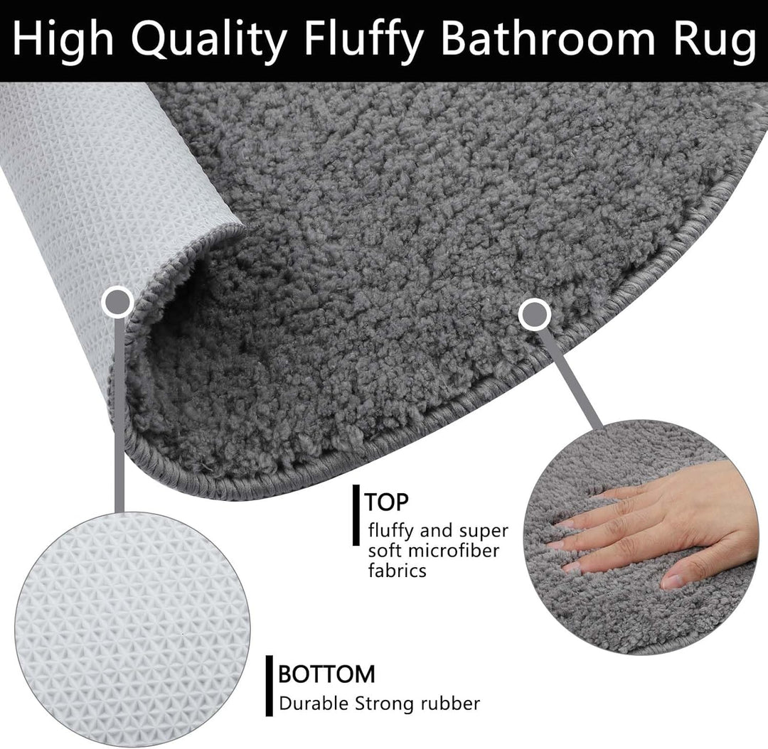 Famibay Badezimmerteppich rutschfest Badematte Waschbar Badteppich Runde 80cm Grau Weiche Badvorlege