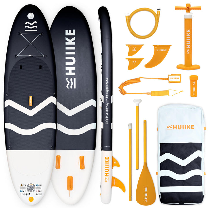 HUIIKE Stand Up Paddling Board mit Zubehör, Paddel, Finnen, Leash, Pumpe, Rucksack. SUP-Board Aufbla