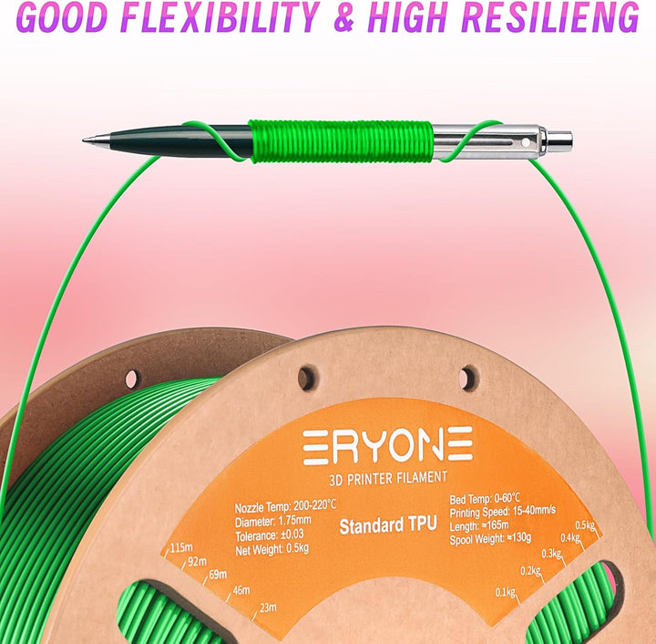 ERYONE TPU Filament 1.75mm, 3D Drucker Filament,Flexible TPU Weiches Filament, TPU 95A, Massgenauigk