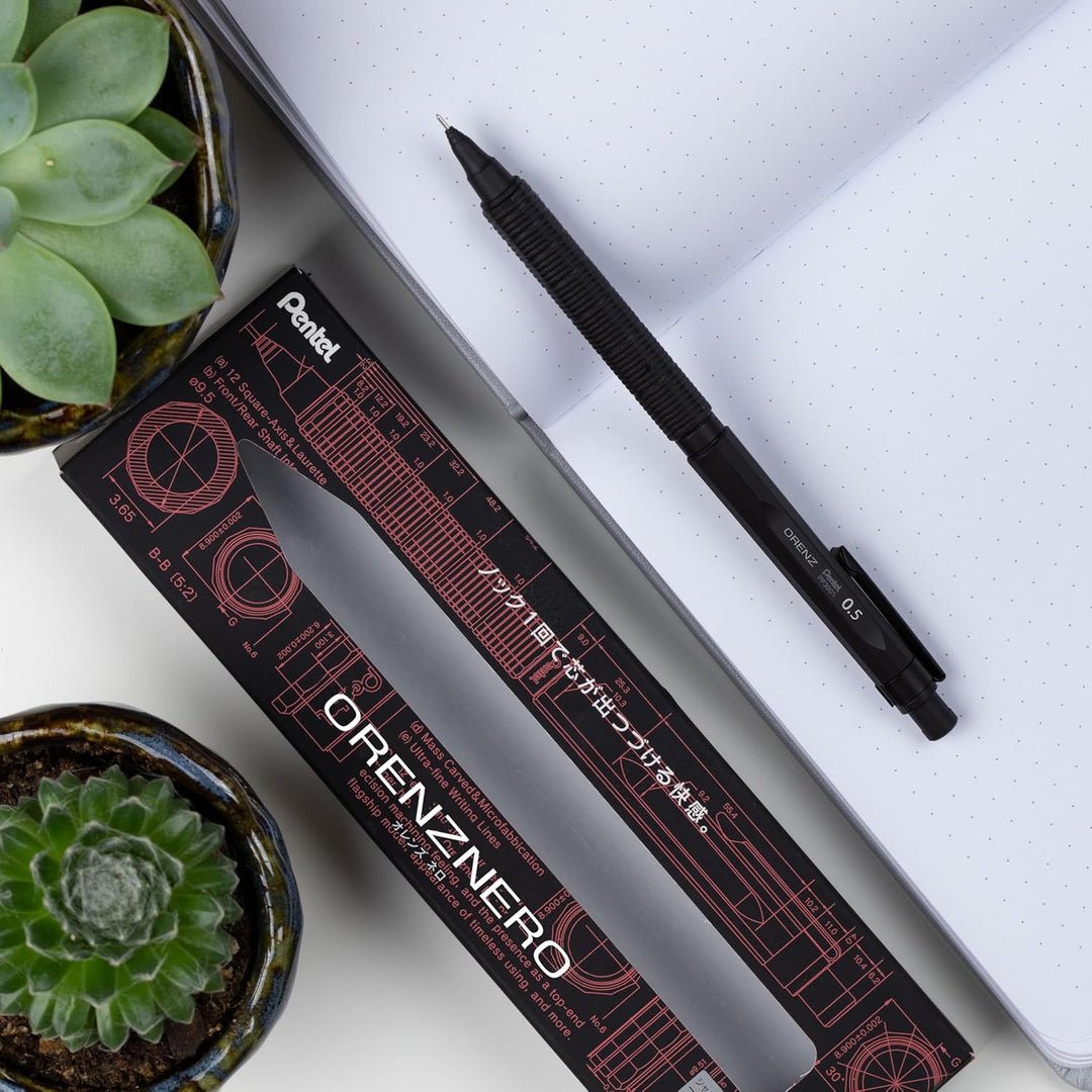 Pentel PP3005-A ORENZNERO Druckbleistift mit automatischem Minenvorschub, bruchsichere Mine, schwarz