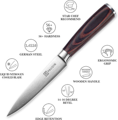 PAUDIN Kochmesser Allzweckmesser Profi 13cm Scharf Küchenmesser Chefmesser aus rostfreiem Deutscher