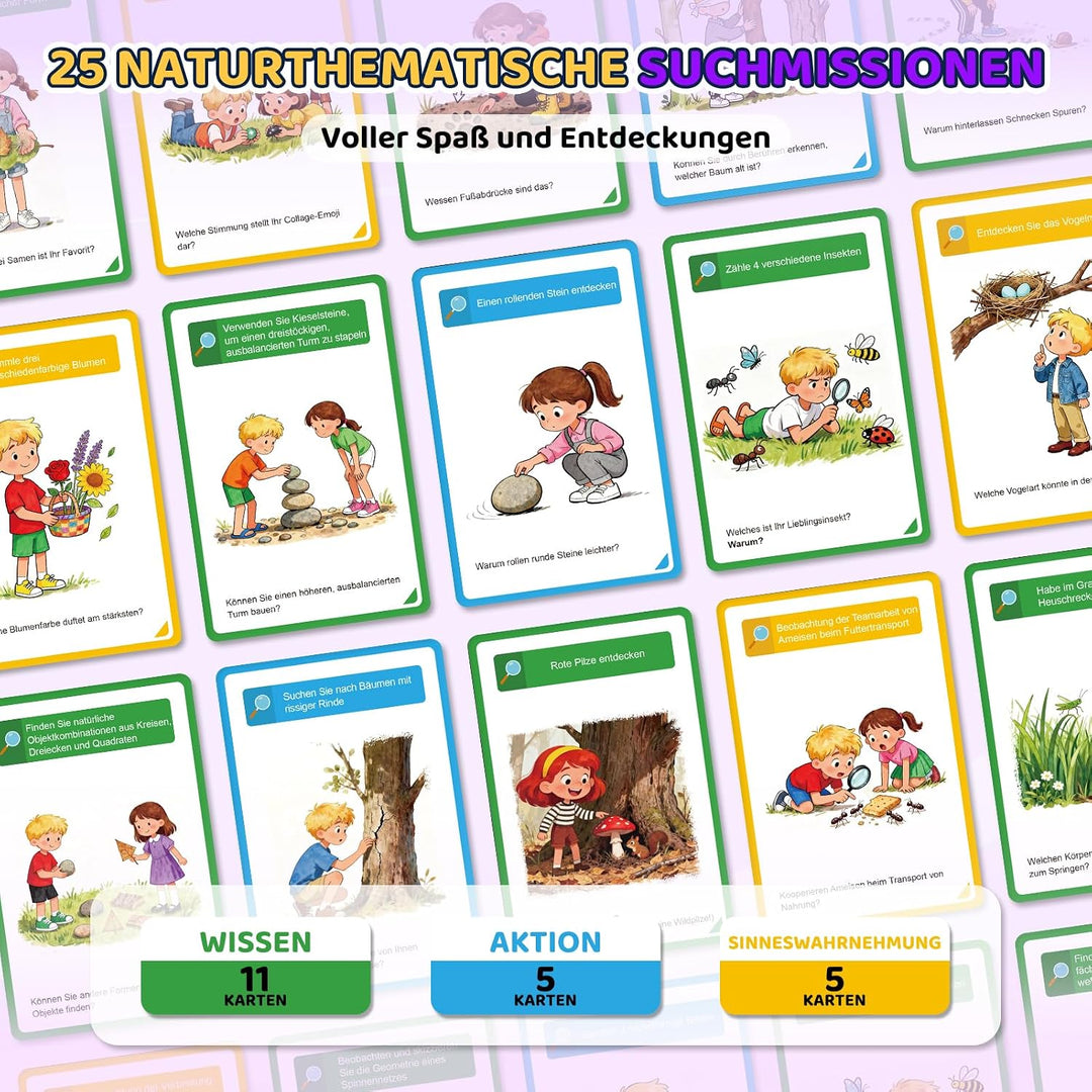 GeschenPark Fernglas Abenteuer Set mit Entdeckungskarten – Kompass – Lupe, Violett 8X-Violett, 8X-Vi