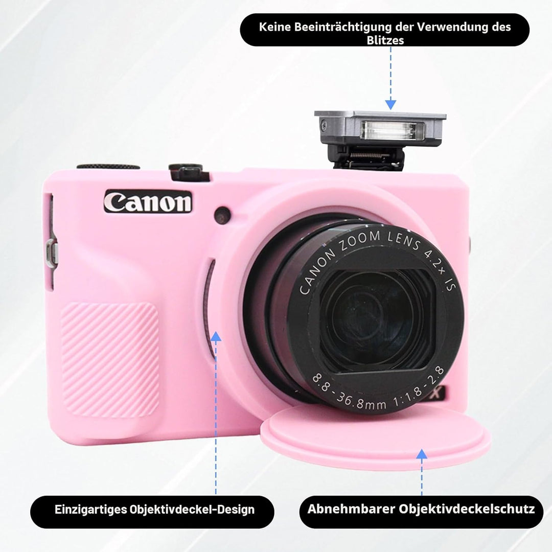 Rieibi Silikon-Schutzhülle für Canon G7X Mark III Hülle, G7X Mark III Zubehör mit 2 Stück Displaysch