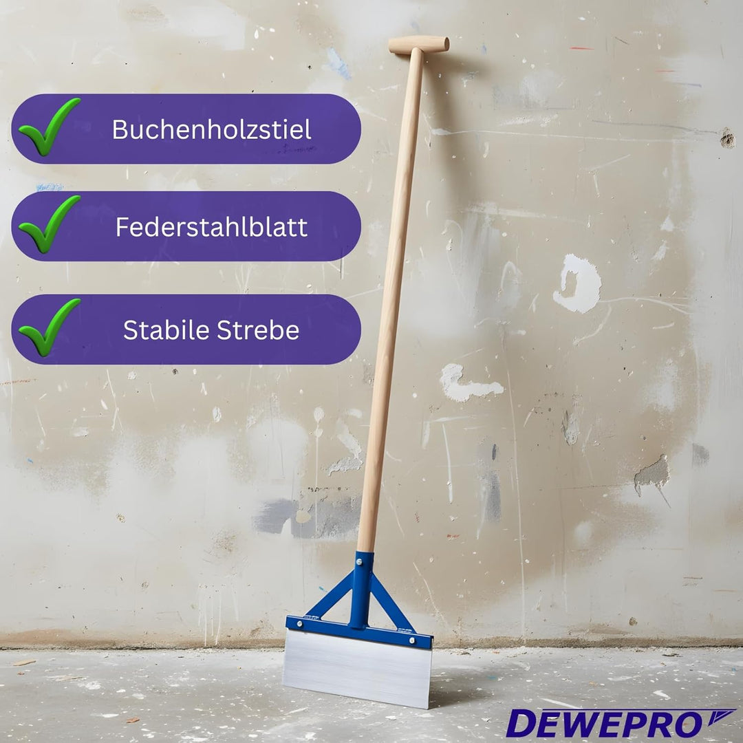 DEWEPRO Stossscharre mit Holzstiel - Schaber - Farbschaber - extra stabil mit Streben und Federstahl