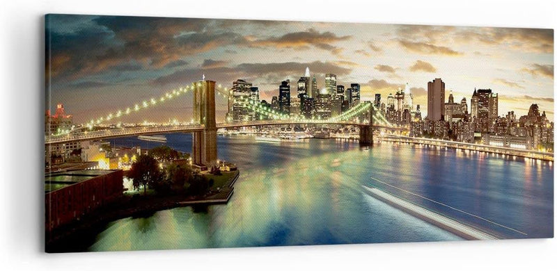 Wandbilder Dekoration Wohnzimmer Amerika Architektur New York Panorama Bilder auf Leinwand 120x50cm