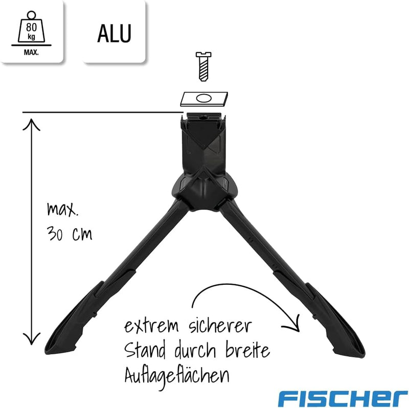 Fischer Zweibeinständer Jumbo, Fahrradständer passend für Fahrräder von 27-28 Zoll, für E-Bikes, Tra