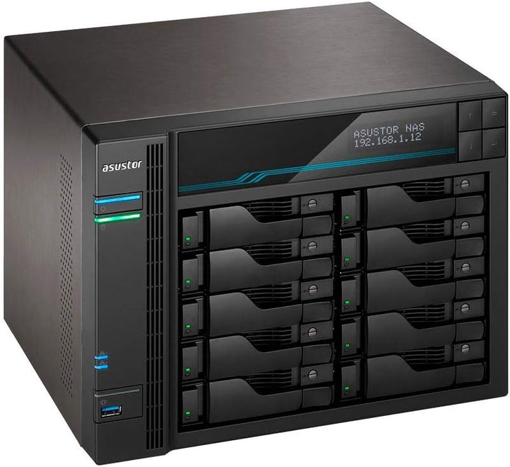 Asustor Lockerstor 10 Pro AS7110T 10 Bay NAS - Netzwerkspeicher Gehäuse, Quad Core 3.4GHz CPU, 8GB R