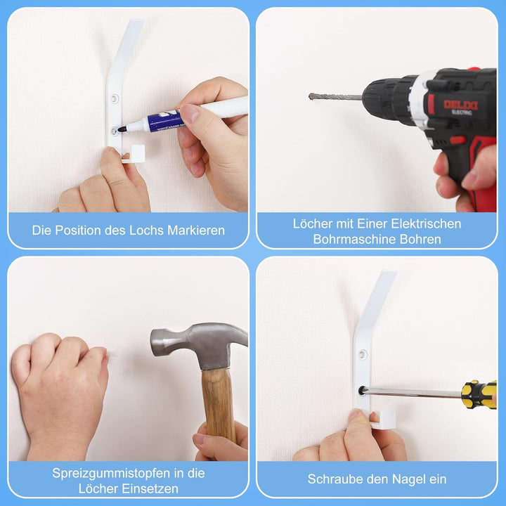 6 Stück Haken für Akustikpaneele, Doppelter Garderobenhaken für Schlafzimmer, Wohnzimmer, Badezimmer