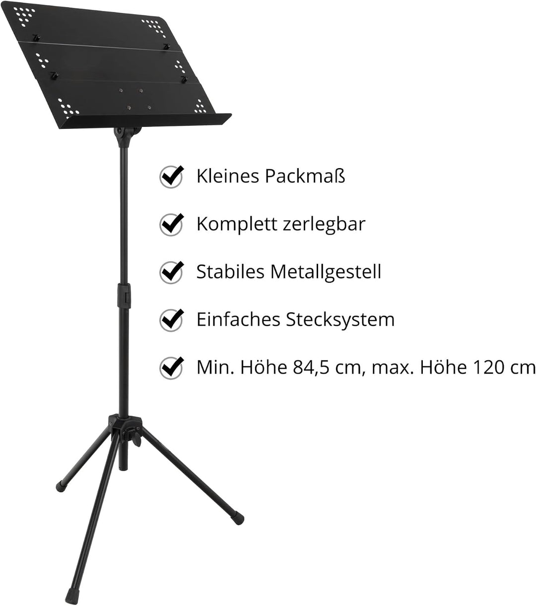 Classic Cantabile OSS-01 Orchesterpult - Transportfreundliches Orchesterpult mit steckbarer Notenabl