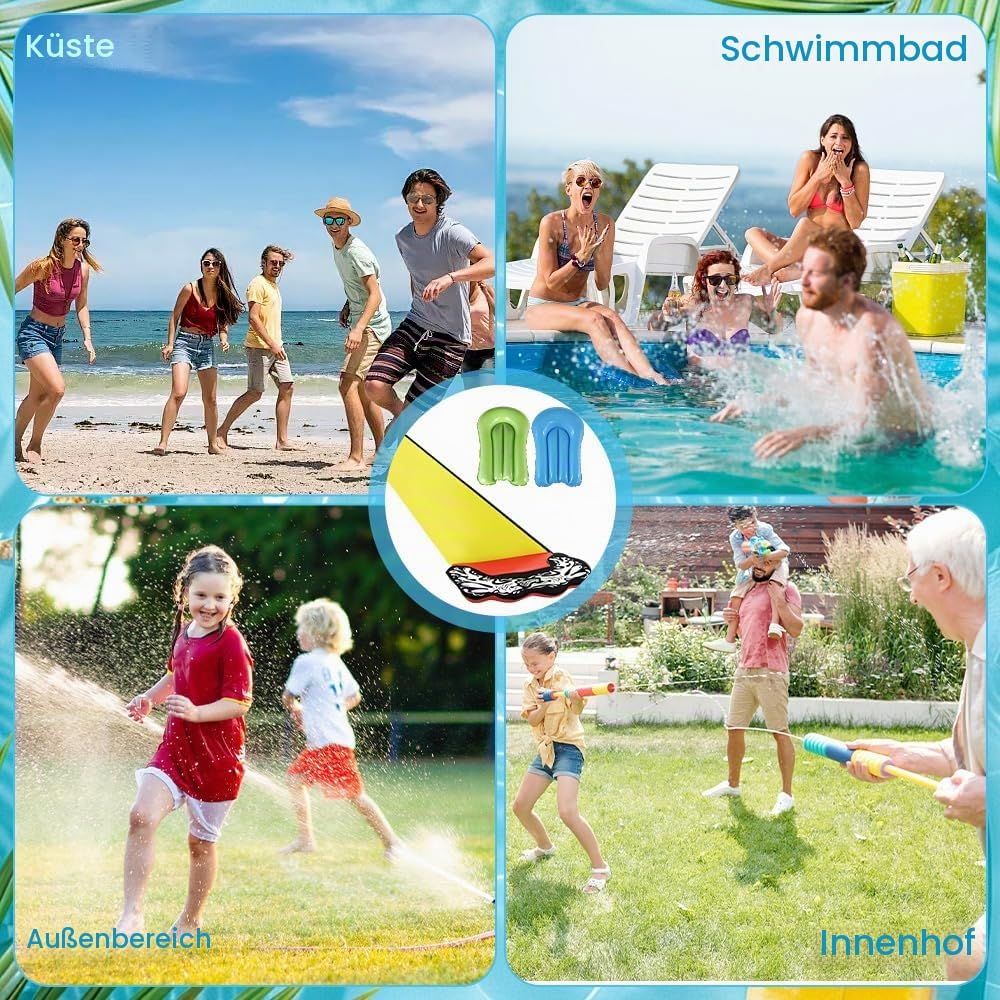 15.8 ft/480 Wasserrutsche Garten für Kinder, Wasserrutschmatte mit 2 Bodyboards, Rasenwasserrutschen