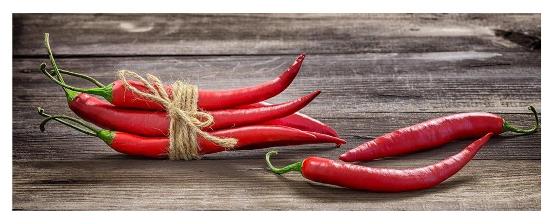 levandeo Wandbild 80x30cm Aluminium Dibond Alubild Küche Chili Peperoni Kräuter Wanddekoration Küche