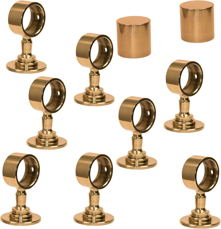 Handlaufseil Set 30mm - bestehend aus 2 Endkappen 8 Seilträger Messing glänzend und 8m "Nature Touch