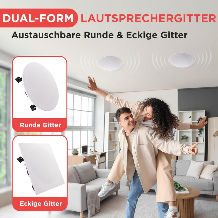 Pyle PDIC16106 Lautsprecher (2-Wege, 2.0 Kanäle, kabelgebunden, 35 – 20.000 Hz, 16 Ohm, weiss)