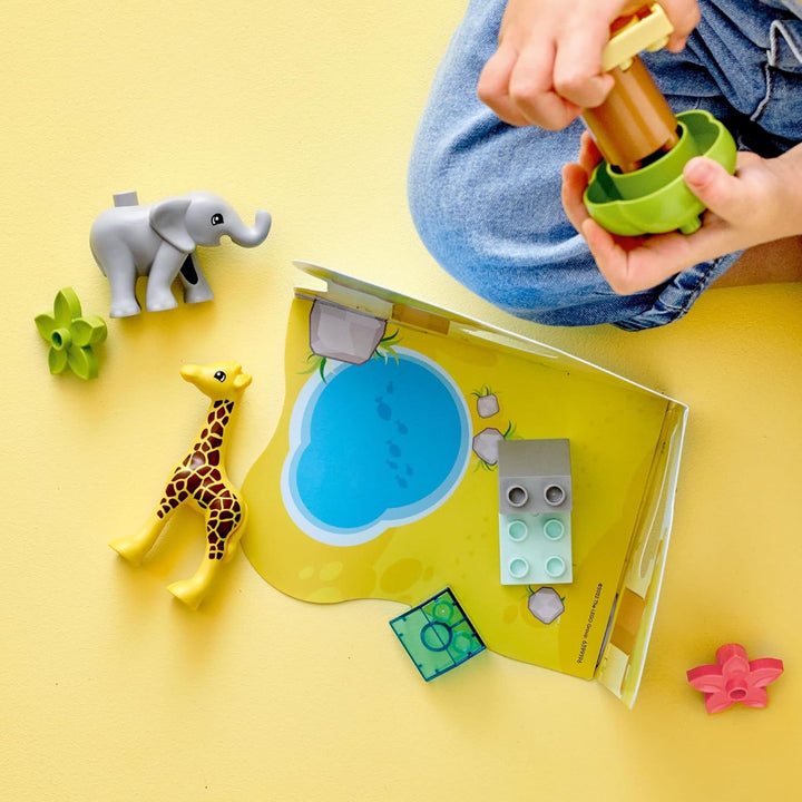 JOERRES DUPLO Wild Animals of Africa 10971 Safari Building Toy Set for Toddlers, Preschool Boys and