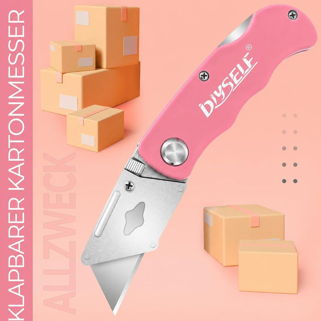 DIYSELF Messer 7er Pack Kartonschneider, Rückenschloss Design, Schneller Klingenwechsel, Rasiermesse