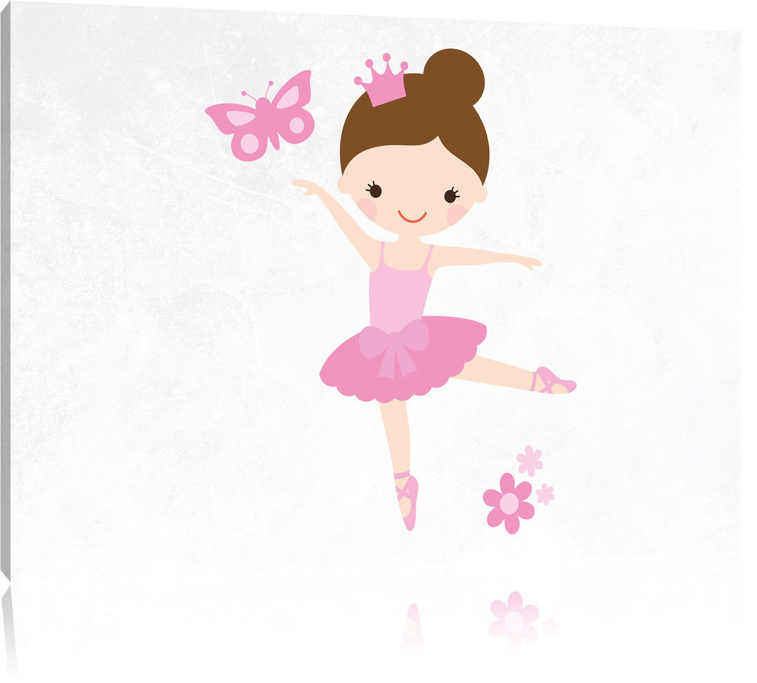 Pixxprint Ballerina Schmetterling Blumen als Leinwandbild/Grösse: 100x70 / Wandbild/Kunstdruck/ferti