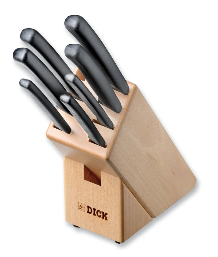 F. DICK Holzmesserblock ProDynamic 7-teilig (Messerblock aus Holz, Set inkl. Küchenmesser, Schälmess