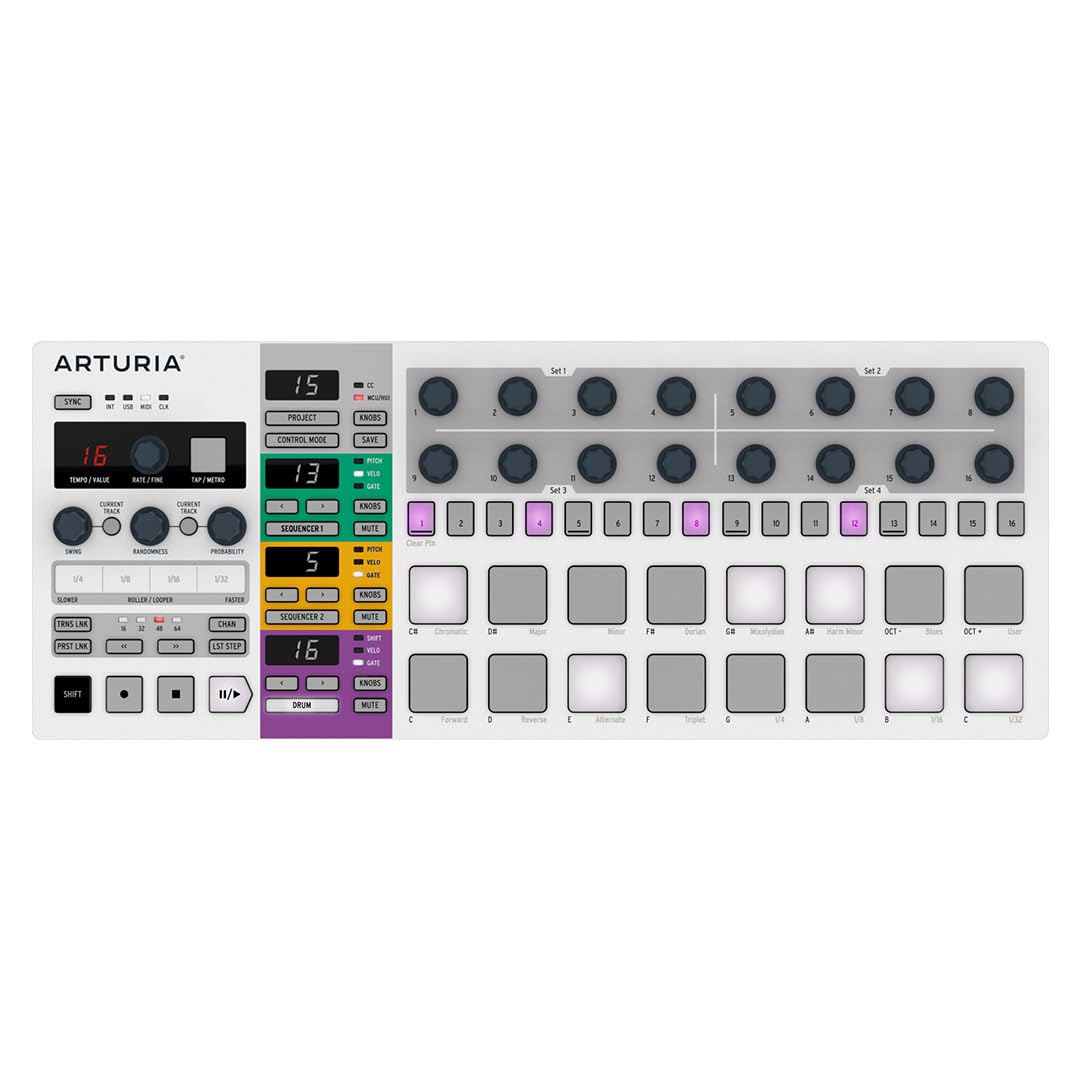 Arturia Beatstep Pro USB/MIDI/CV Controller & Sequencer mit 16 Projekten Kapazität grau, grau