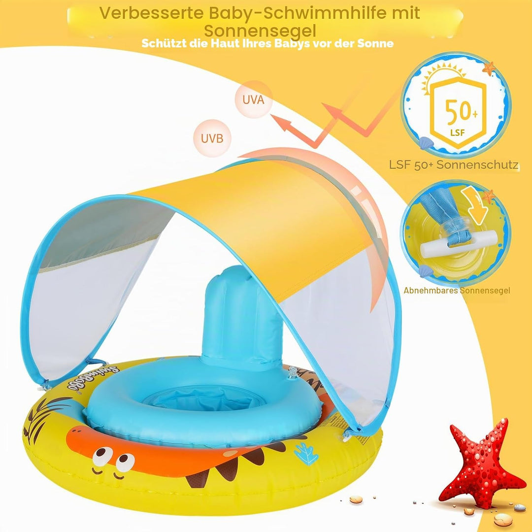 Coikes Baby Schwimmring mit Sonnenschirm, Schwimmsitz für Babys, mit Pumpe für Babys, zum Schwimmen,