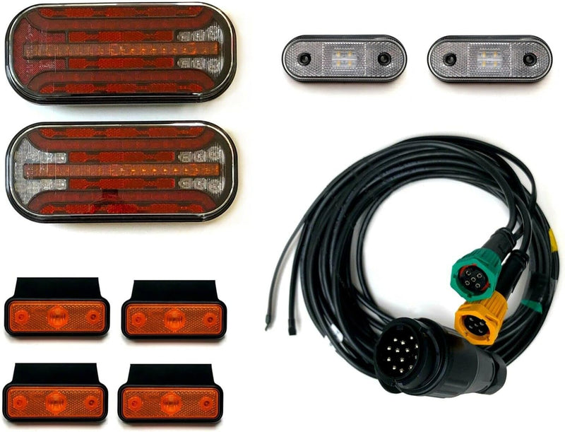 MelTruck® Anhängerbeleuchtung LED Rückleuchten LED Umrissleuchten 13 pol. Kabelsatz 5m Set