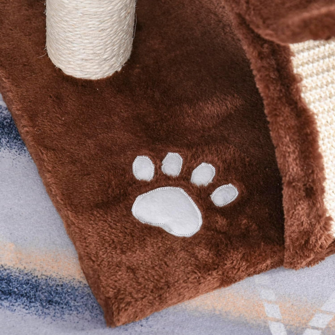PawHut Katzenbaum Spielbaum Katzenkratzbaum Kratzbaum Katzen mit Ball Braun L40 x B30 x H43 cm Braun