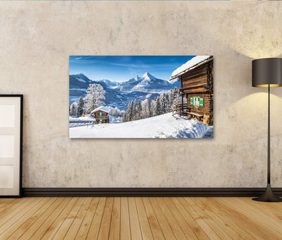 islandburner Bild auf Leinwand Wintermärchenland Berglandschaft In Den Alpen Mit Traditionellen Berg