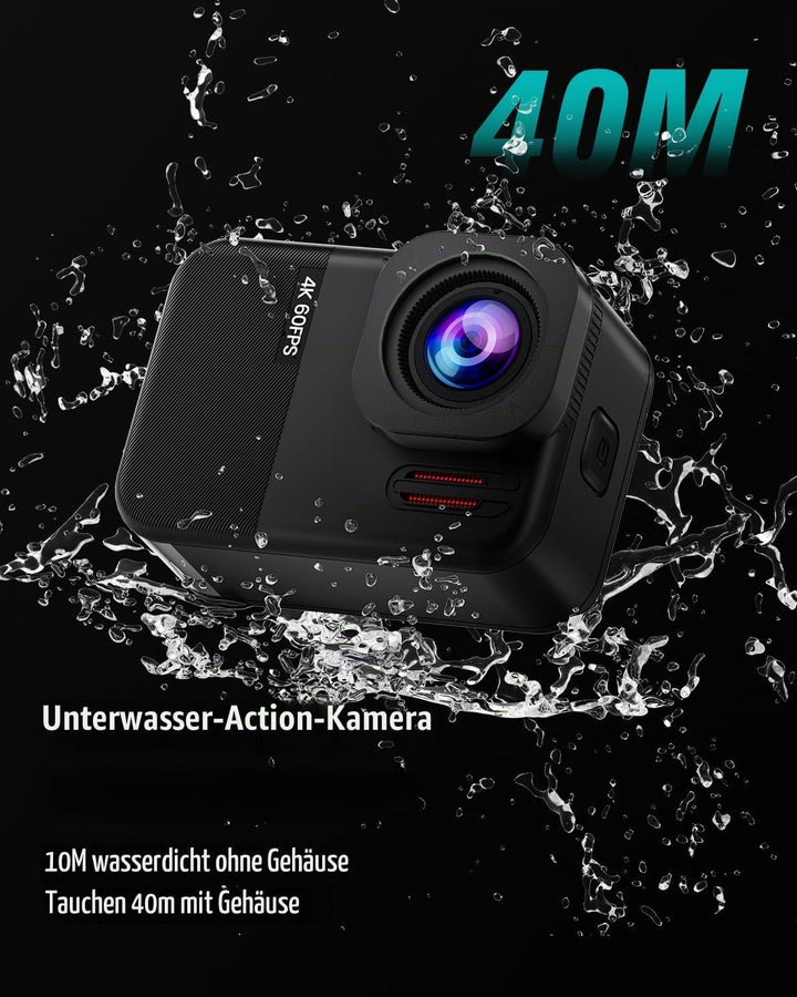 TIMNUT 4K60fps Touchscreen Action Cam, Unterwasserkamera mit 64G SD Karte 48MP WiFi Kamera 8X Zoom,