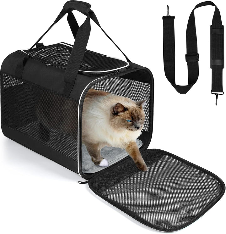 Lannvan Transportbox Katze, Katzentransportbox bis 6,5kg, Hundebox Faltbar Atmungsaktiv, mit Abnehmb