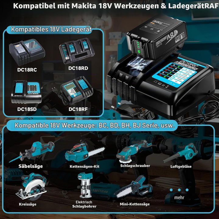 2 Stück 18V 8.0Ah Akku für Makita Li-ion Ersatzakku 8000mAh BL1860B BL1860 BL1850 BL1850B BL1840B BL