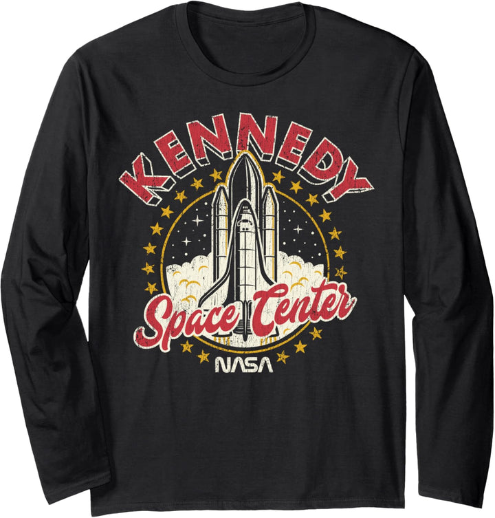 NASA Kennedy Space Center Red 3D Text Langarmshirt