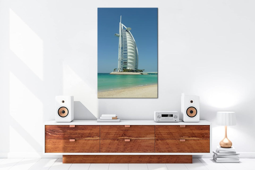 deyoli gigantisches Gebäude in Dubai im Format: 80x60 als Leinwandbild, Motiv fertig gerahmt auf Ech