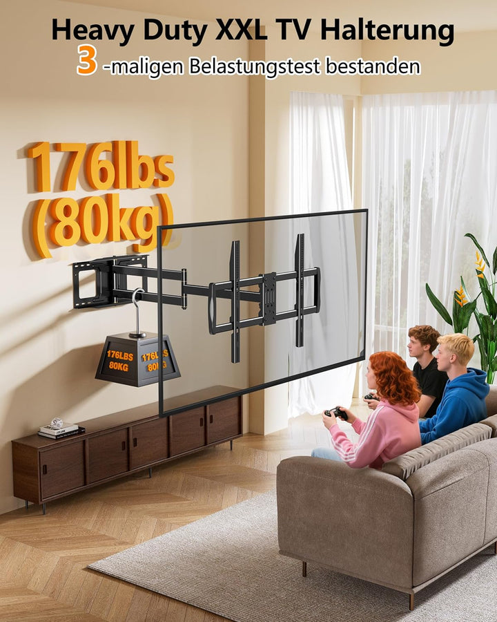 TV Wandhalterung mit 1090mm Langem Arm für 42-110 Zoll Fernseher bis 80kg WHYFONE Heavy Duty XXL Fer