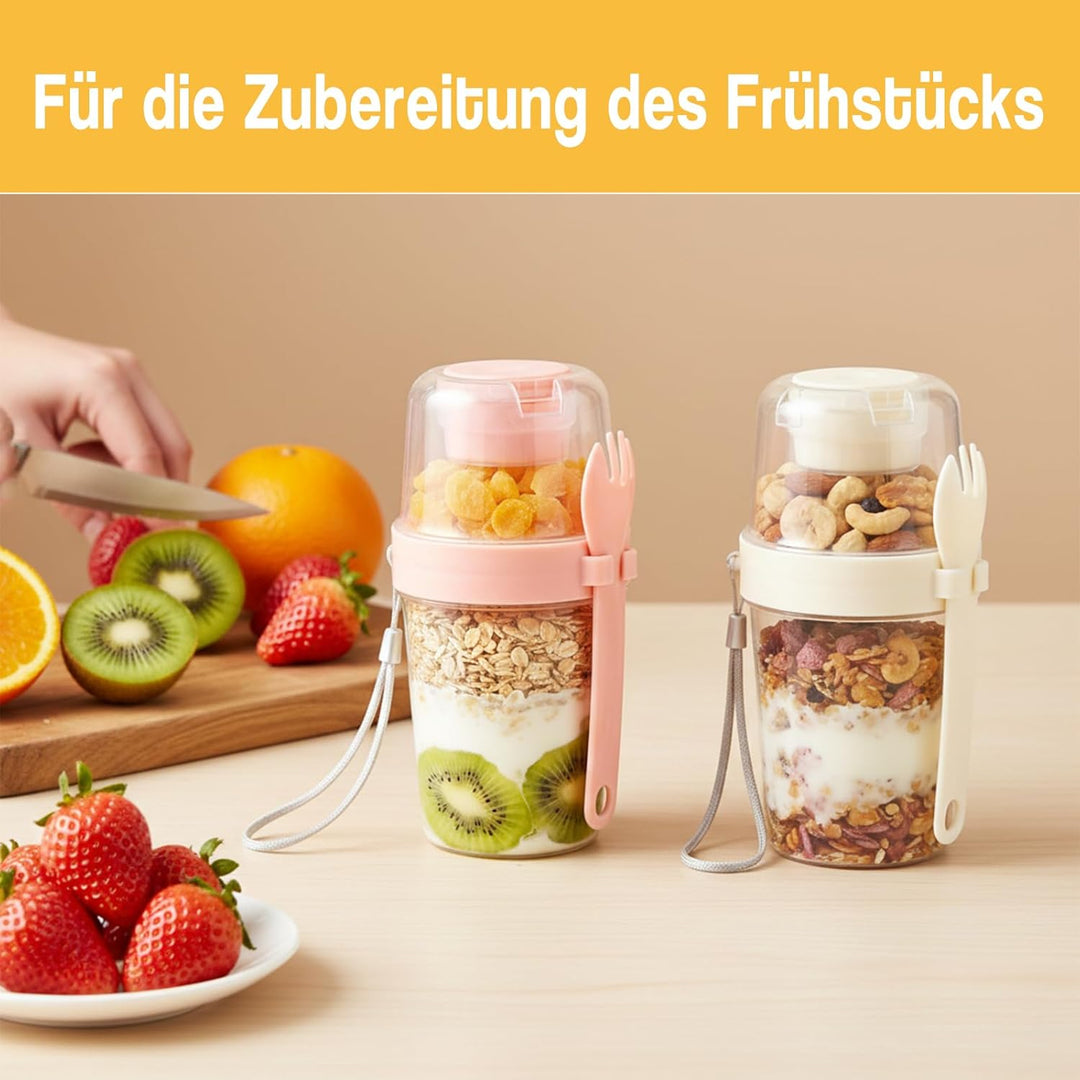 VITEVER 4er-Pack 27 oz wiederverwendbare Joghurt-Parfait-Becher mit Deckel und Löffel, Müsli-Parfait