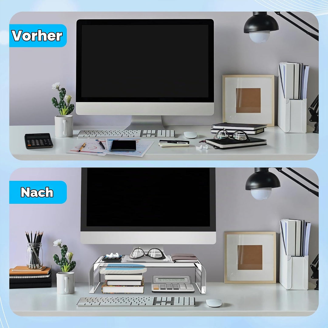 AboveTEK Acryl-Monitorständer Klarer Monitorständer &amp; Computer-Schreibtischständer, Premium-Acryl-La
