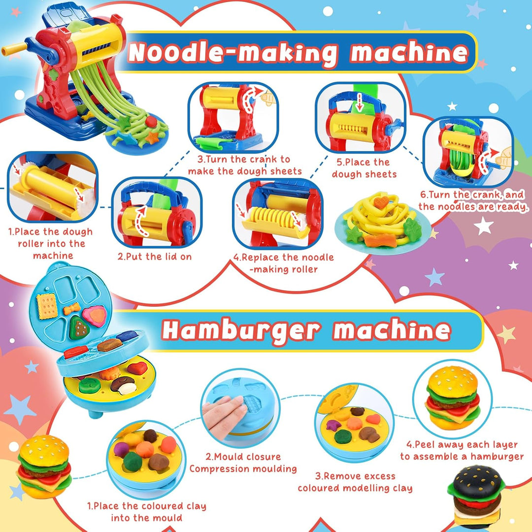Knete Set Knetwerkzeug für Kinder, Knete Dough Set für Kinder,Kitchen Creations Eismaschine Burgerma