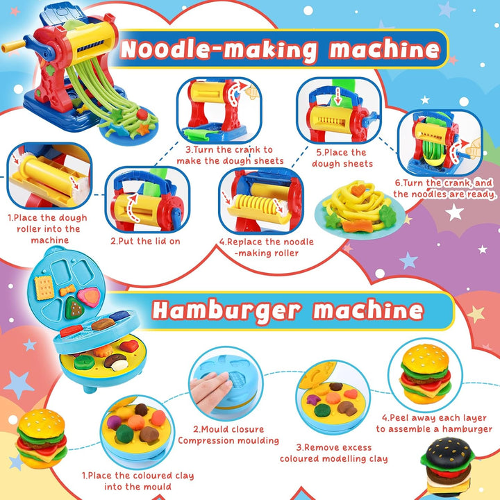 Knete Set Knetwerkzeug für Kinder, Knete Dough Set für Kinder,Kitchen Creations Eismaschine Burgerma