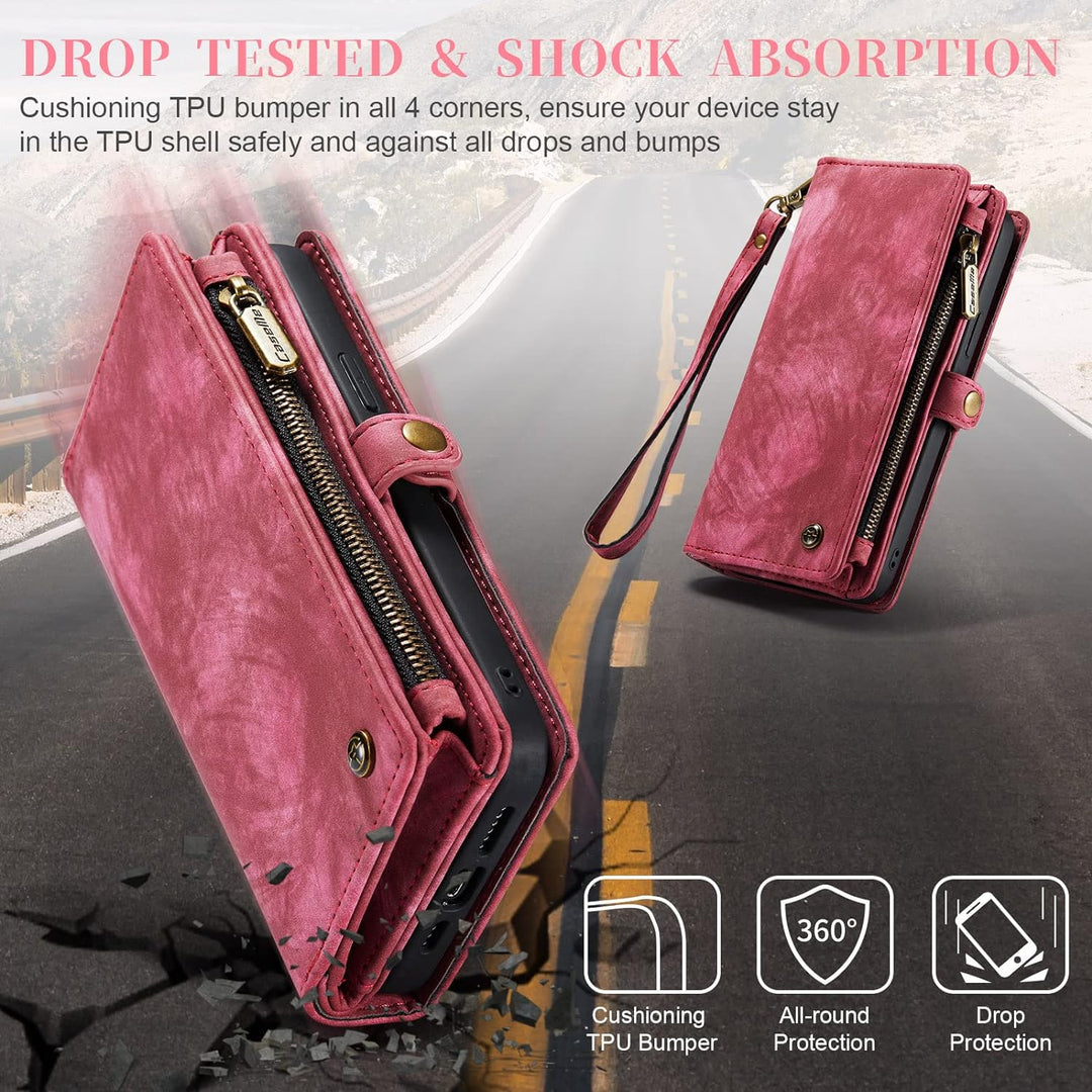 UFinetech iPhone 14 Pro Max Hülle, Flip Leder TPU Stossfeste Kartenfach Tasche Handyhülle iPhone 14
