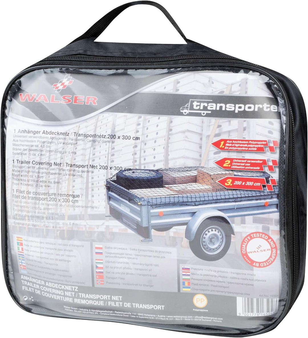 WALSER Transportnetz 200x300cm, elastisches Ladungssicherungsnetz, Anhängernetz 3mm Stärke, Gepäckne