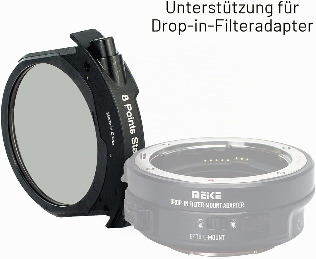 Meike 8 Points Star Drop-in Filter für Canon und Meike Drop-in Filter Mount Adapter Serie MK-EFTR-8P