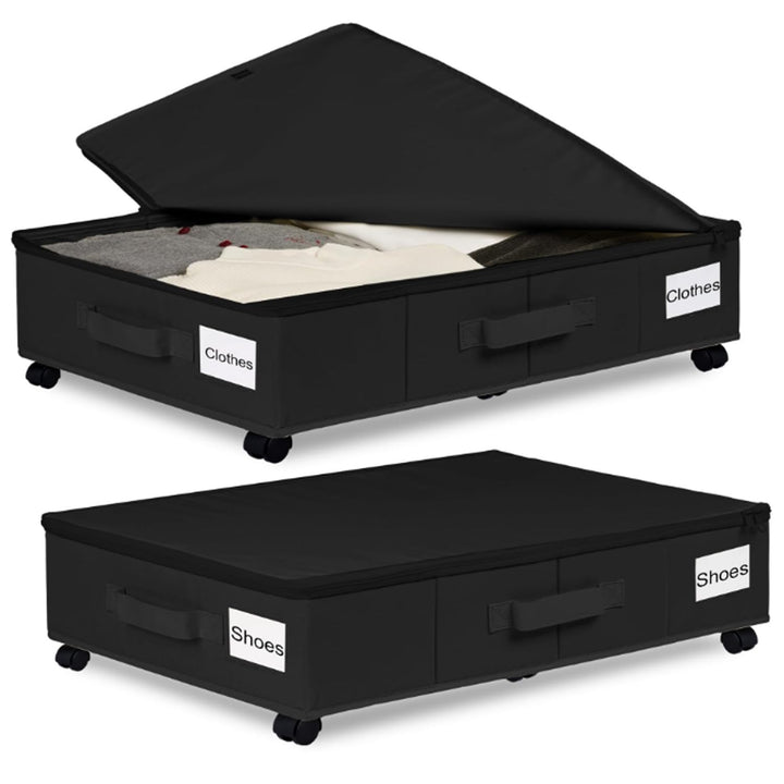 2 Stück Unterbett Aufbewahrungsbox, 50L Faltbare Unterbett Aufbewahrung mit Deckel, Unterbettkommode