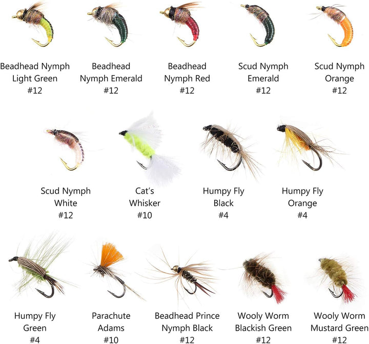 BASSDASH Trout Steelhead Salmon Fishing Flies Barbed Barbless Fly Hooks Include Dry Wet Flies Nymphs