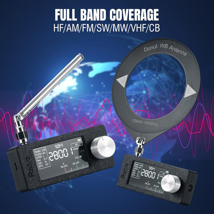 Raddy Mini-Radio Allband DSP Radio mit Si4732 Chip, FM/SW/MW/VHF/CB Empfänger mit LSB/USB Modi, Kopf