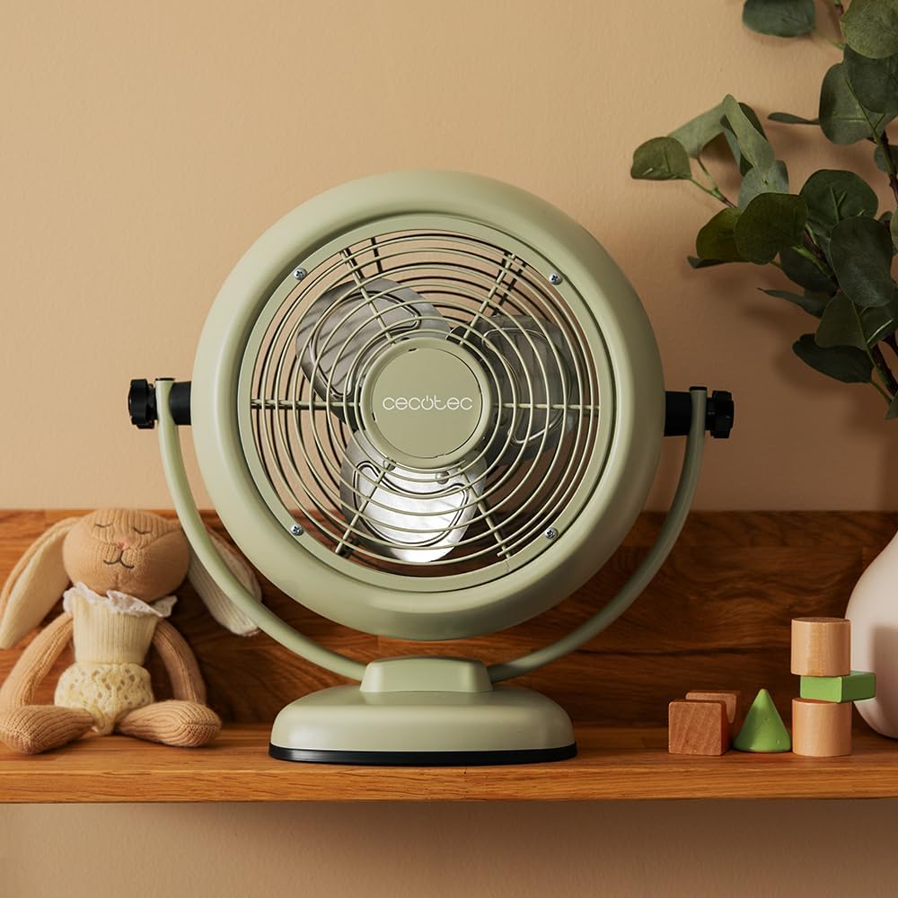 Cecotec - Tischventilatoren EnergySilence 800 RetroDesk Green, 20 W Leistung, Durchmesser 20 cm, ein