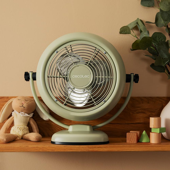 Cecotec - Tischventilatoren EnergySilence 800 RetroDesk Green, 20 W Leistung, Durchmesser 20 cm, ein