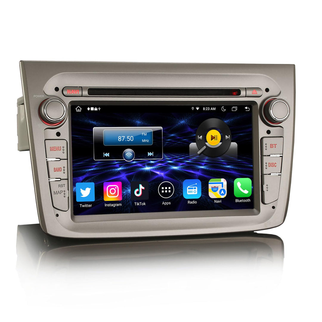 Erisin 7 Zoll 8-Kern 4GB RAM 64GB ROM Android 12 Autoradio mit GPS Navi für Alfa Romeo Mito Unterstü