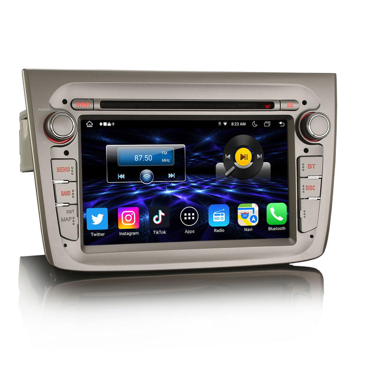 Erisin 7 Zoll 8-Kern 4GB RAM 64GB ROM Android 12 Autoradio mit GPS Navi für Alfa Romeo Mito Unterstü
