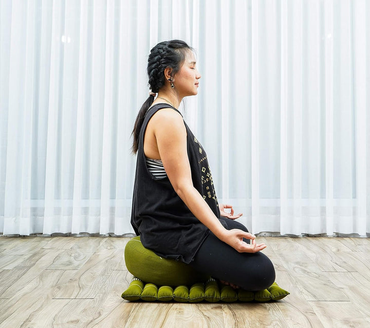 Leewadee Meditationsset Yogaset aus Meditationskissen Zafu und Kleiner rollbarer Sitzmatte Zabuton Ö
