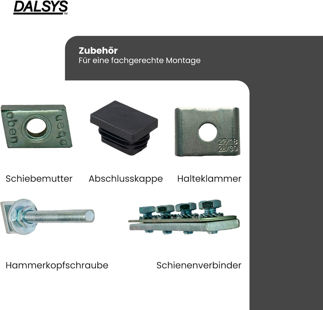 Dalsys Montageschiene 27/18, Schienenkonsole Silber 200cm, 1 Stück, Lochschiene, C-Profilschiene, U-
